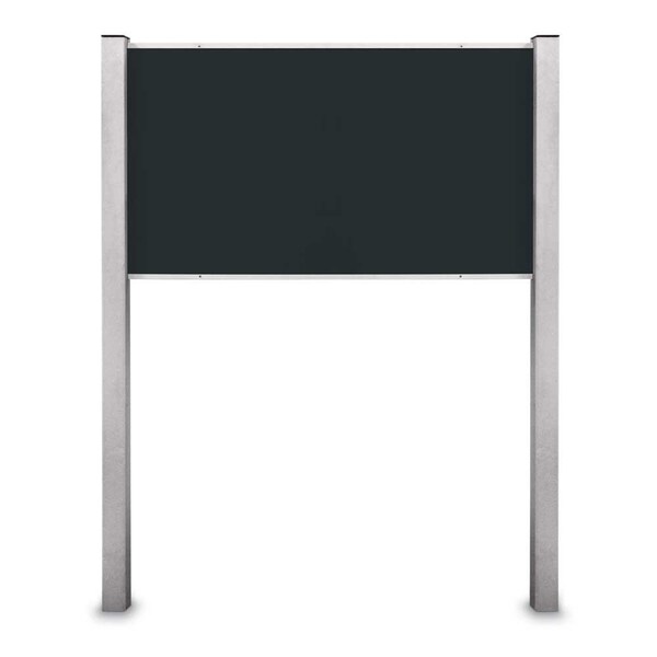 United Visual Products Corkboard, Fabric, 3 Door, Satin/Blk, 72x48" UV307-SATIN-BLACK - main